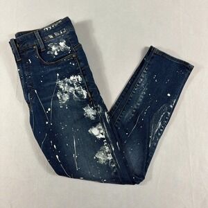 G-Star Raw D-Staq 3D Skinny Paint Splatter Distressed Jeans 29x30 Indigo Blue